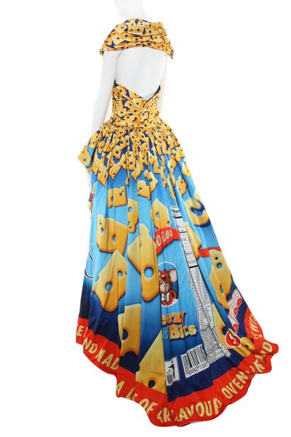 MOSCHINO BY JEREMY SCOTT 'Cheezy Bits Crackers' silk blend evening dress, Fall Winter...
