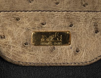 HERMES Sumac bag, 1991,

signed, blind stamp U, in black box calf leather, gris tourterelle...