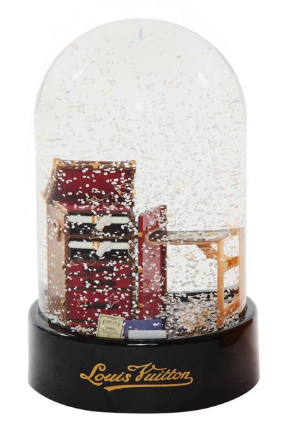 LOUIS VUITTON Snow globe, modern,

signed, with luggage-desk to interior, 14cm, 5.5in...