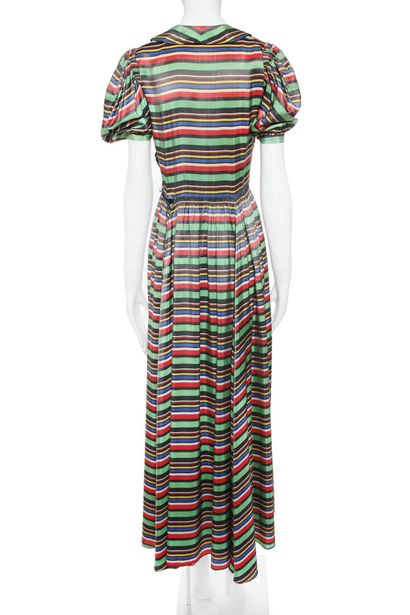 null Striped rayon dress, French work, 1930s, 

un-labelled, with shirring to waist...