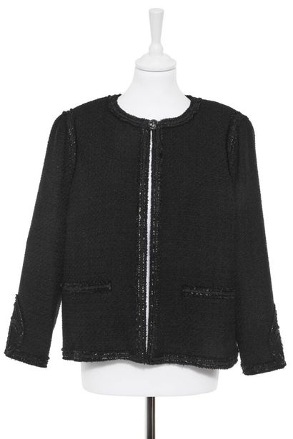 CHANEL Black tweed jacket, Cruise collection, 2009

labeled, size 48, enamelled double...
