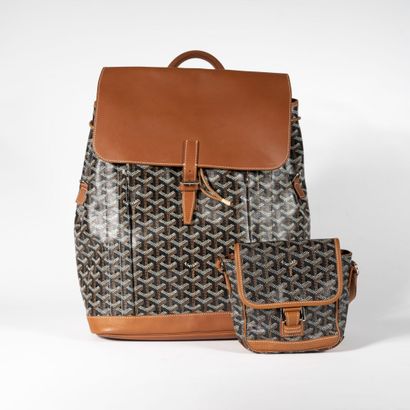 GOYARD Deux sacs, 

signed, in monogrammed canvas and leather, the first a backpack,...