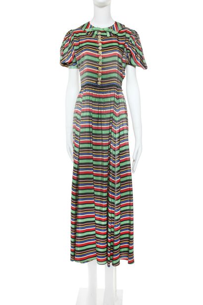 Striped rayon dress, French work, 1930s,...
