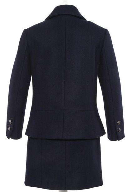 CHANEL Modern navy blue wool suit

labeled, the double-breasted jacket with imitation...