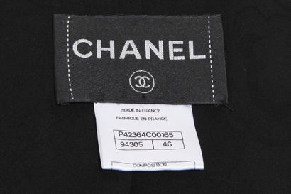 CHANEL Black leather jacket, circa 2013

labeled, size 46, with burnt-effect edges,...