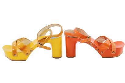 PACO RABANNE BY CAMILLE UNGLIK Two pairs of sandals, 1971

sticker to interiors,...