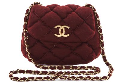 CHANEL Burgundy quilted jersey bag, 2008-09,

stamped, with serial sticker, twisted...