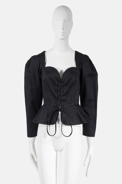 SAINT LAURENT Rive Gauche Black cotton lace-up jacket
Size 38

Very good conditi...