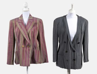 GIORGIO ARMANI - Bronze and pink silk double-breasted jacket with stripes
Italian...