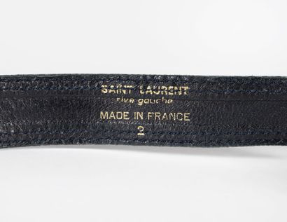 SAINT LAURENT Rive Gauche Blue leather belt signed Saint Laurent rive gauche, 79...
