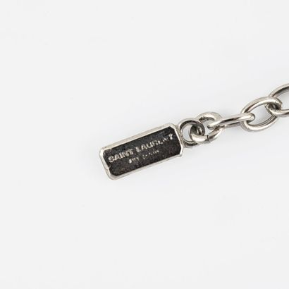 SAINT LAURENT Rive Gauche Necklace in silver plated metal with links, signed Saint...