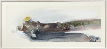 NADAUD Daniel (né en 1942) Sans titre (bûche, rose/maison), 1985
Aquarelle sur papier
Signé...