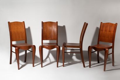 Philippe STARCK (né en 1949) Suite of four chairs, Placide of Wood model
1989
In...