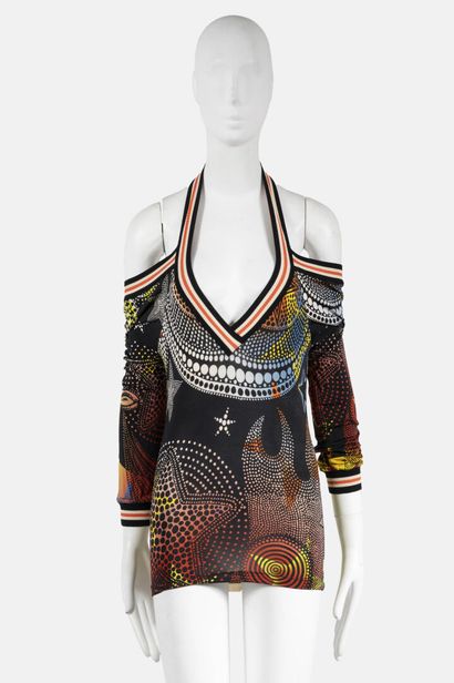 JEAN PAUL GAULTIER MAILLE Psychedelic viscose long sleeve shirt with bare shoulders
Size...