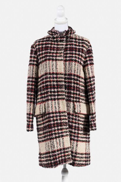 MARNI Single breasted wool coat with pink, red, cream and black checks
Size 42 (Italian)

Very...
