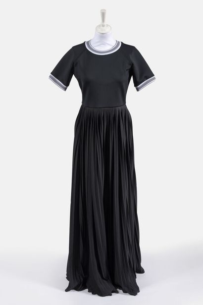 SPORTMAX - Code - Black elastane and polyester short sleeve t-shirt dress and long...