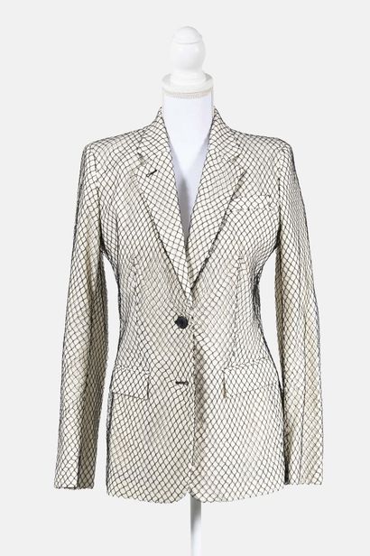 JEAN PAUL GAULTIER White cotton and silk suit jacket, covered with a black resin
Size...