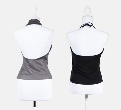 PACO RABANNE Two evening tops including:
- Sleeveless wool and silk halter neck vest...