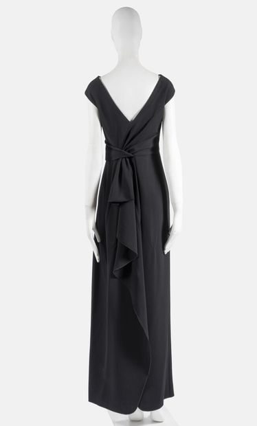 MAX MARA Long evening dress forming an asymmetrical drape and a small train in the...