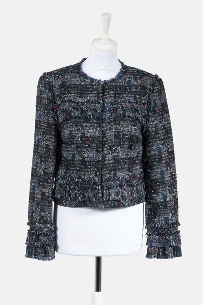 DIANE VON FURSTENBERG Tweed jacket in black and blue tones, snap buttons
Size 8 (UK)

New...