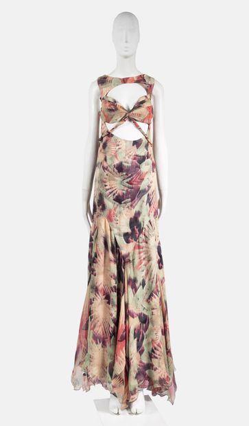 CARLOS MIELE Silk long evening dress with abstract floral pattern
Size 40

Very good...
