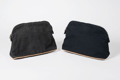 HERMES Two cotton toilet bags, one black and pink, one brown and camel
Condition...