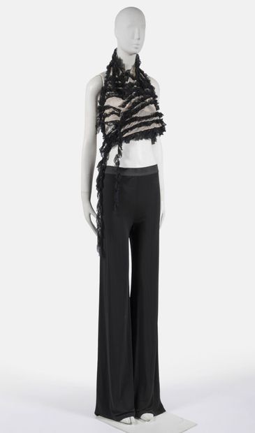 JEAN PAUL GAULTIER - Jean Paul Gaultier Femme, Pantalon large en rayon noir, Taille...