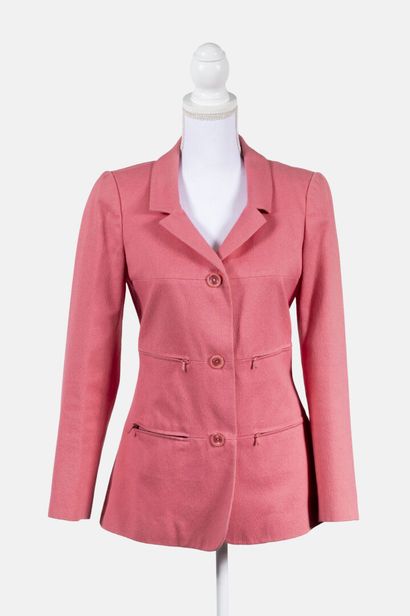 CHLOE Pink cotton jacket with three buttons and patch pockets with zipper on the...