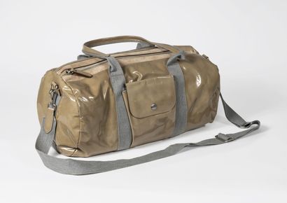 BRUNELLO CUCINELLI Khaki vinyl duffel bag 45 cm, patch pockets, double vinyl handle,...