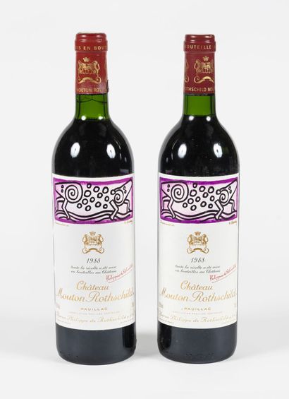 2 bouteilles Château Mouton Rothschild 1988