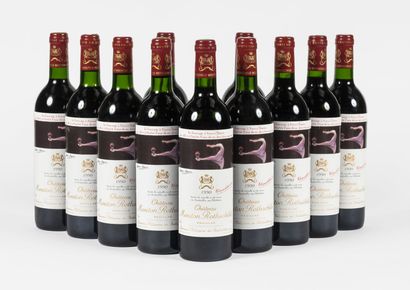 11 bouteilles Château Mouton Rothschild 1990 - Etiquette par Francis Bacon