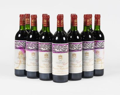 13 bouteilles Château Mouton Rothschild 1988 - Etiquette par Keith Haring 13 bouteilles...