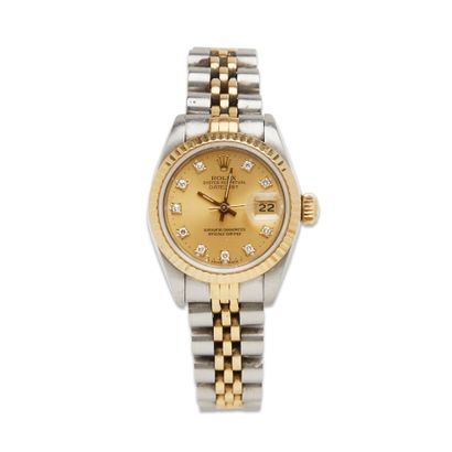 ROLEX Lady Datejust" diamond, gold and steel bracelet watch, ref 69173

Round-shaped...