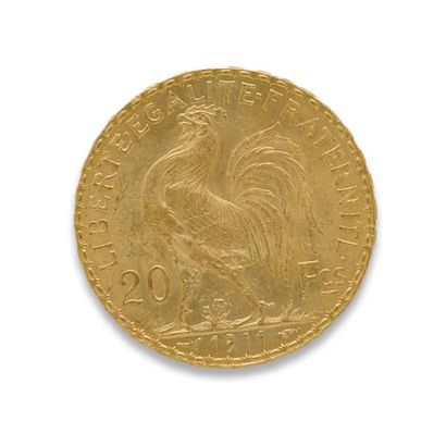 FRANCE Une pièce de 20 francs en or jaune, 1911
poids: 6,4 grs.