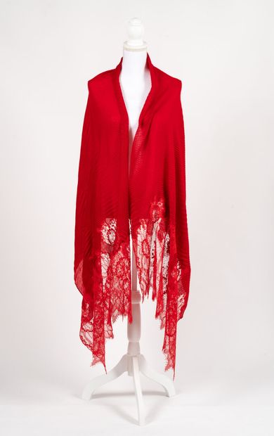VALENTINO Wool shawl with red embroidery 
Disconnected label