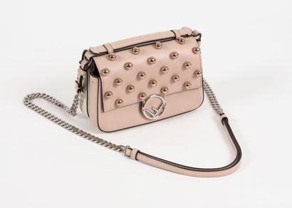 FENDI Shoulder bag with two flap compartments, one in pink leather and the other...