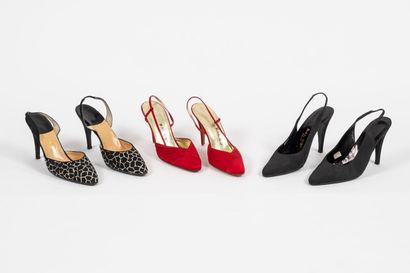 DAL CO' A set of three pairs of pumps:
- One pair of black fabric open pumps 
- One...