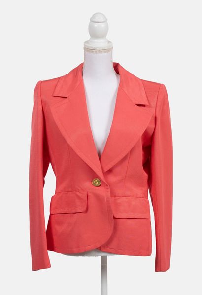 YVES SAINT LAURENT VARIATION Pink cotton single-breasted jacket with wide collar...