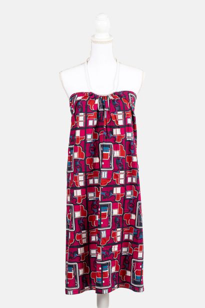 HERMES Strapless beach dress in geometric cotton print
Size 38

Very good condit...