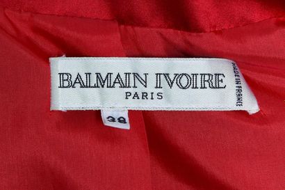 BALMAIN IVOIRE Scarlet satin cocktail skirt suit, 1980s

Good condition