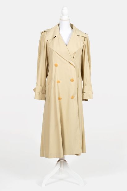 CELINE Trench coat in beige gabardine canvas with belt,
Presumed size 40, 
good ...