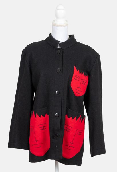 Jean-Charles de CASTELBAJAC KO and CO Black wool jacket with patch pockets featuring...