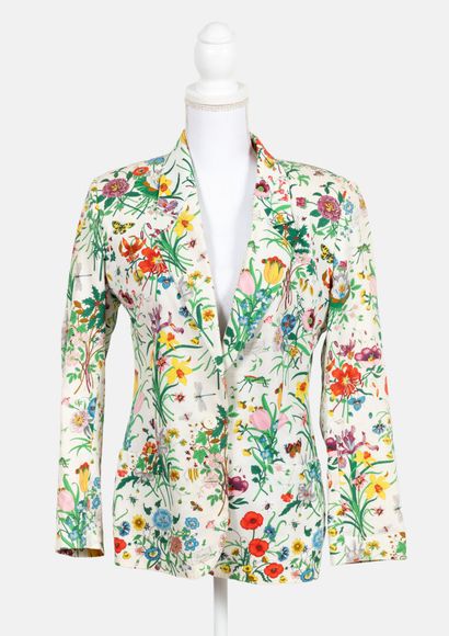 GUCCI Cotton twill jacket with floral print
Size 42 (it)

Stains in used conditi...