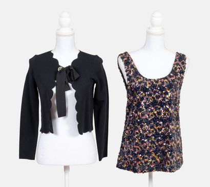 CLAUDIE PIERLOT A lot including:
-A black lace top with long sleeves, size 38, mint...