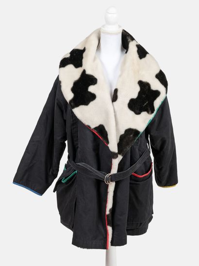 Jean-Charles de CASTELBAJAC KO and CO Large reversible coat in black and white cow...