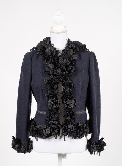 MOSCHINO Navy blue wool jacket with black ruffles
Size 36

Good condition