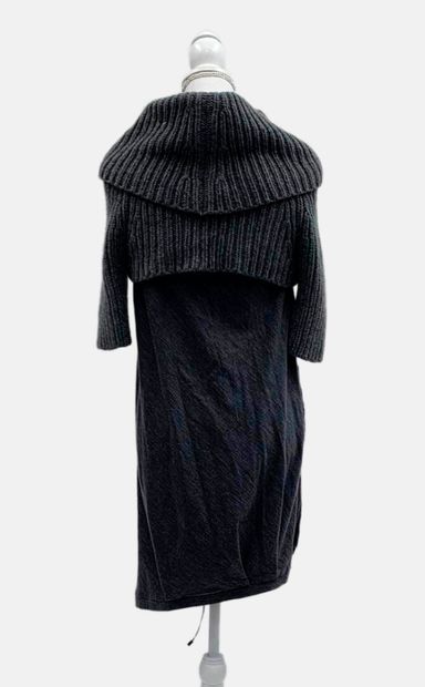 BRUNELLO CUCINELLI Long-sleeved dress in grey wool with wide cashmere collar
Size...