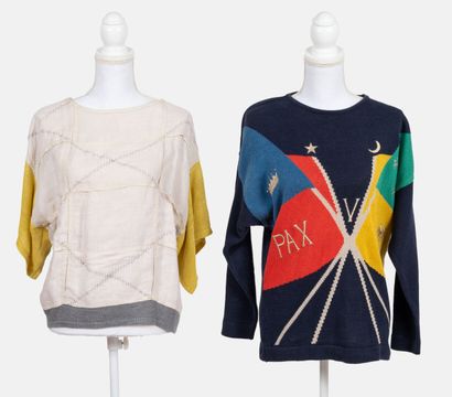 Jean-Charles de CASTELBAJAC Lot including:
- A long-sleeved cotton sweater in various...