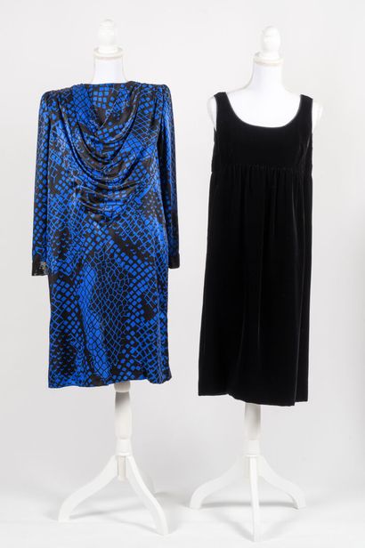 VALENTINO GARAVANI HAUTE COUTURE Lot including:
- A long-sleeved dress in blue and...