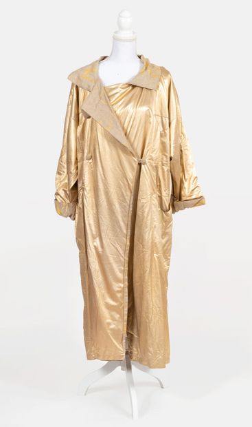 Jean-Charles de CASTELBAJAC Long golden waterproof style coat, printed cotton interior,...